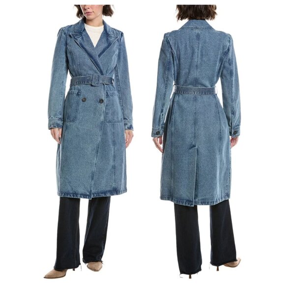 Avec Les Filles Double Breasted Denim Trench Coat - Picture 1 of 2